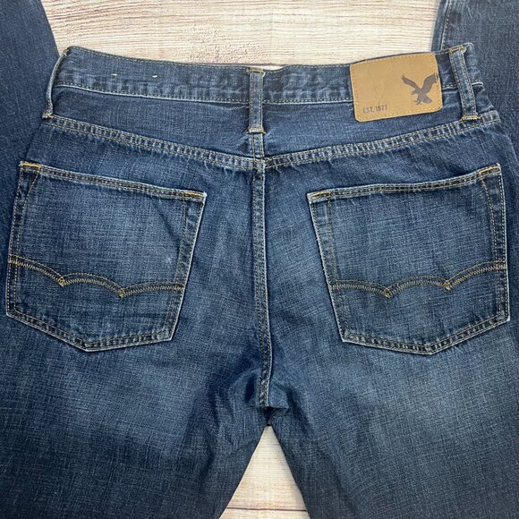 American Eagle Relaxed Straight Leg Jeans Men's 30x32 Medium Wash Denim AEO - Picture 7 of 16